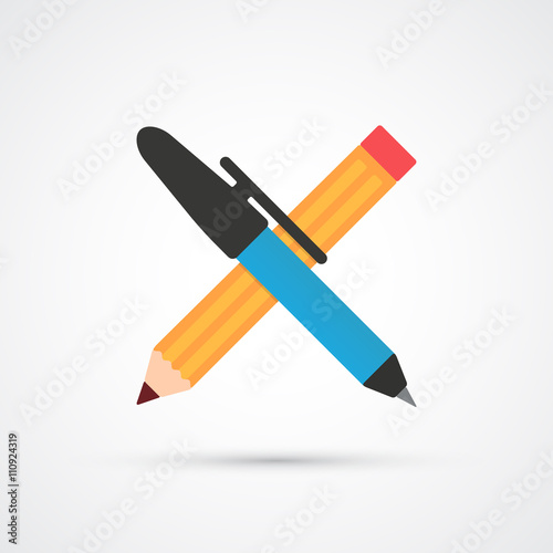 Pen and pencil flat color icon