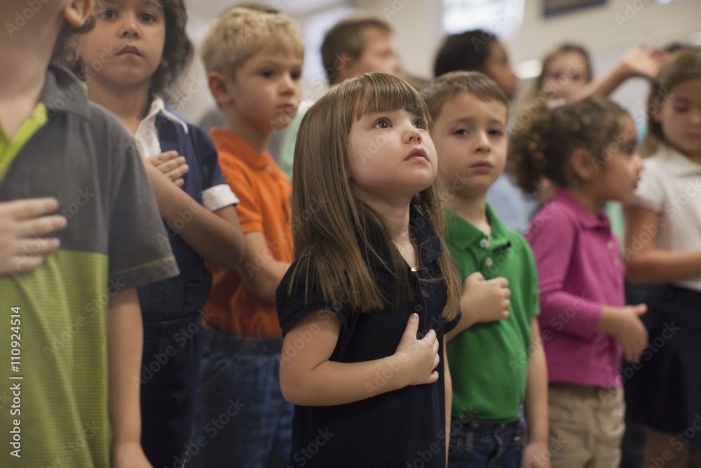 Children reciting Pledge of Allegiance in school Children reciting Pledge of Allegiance in school