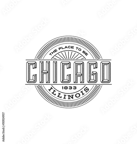 chicago, illinois linear emblem design for t shirts and stickers