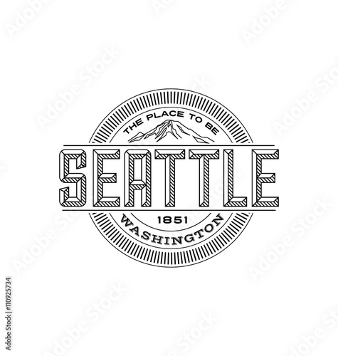 seattle, washington linear emblem design for t shirts and stickers