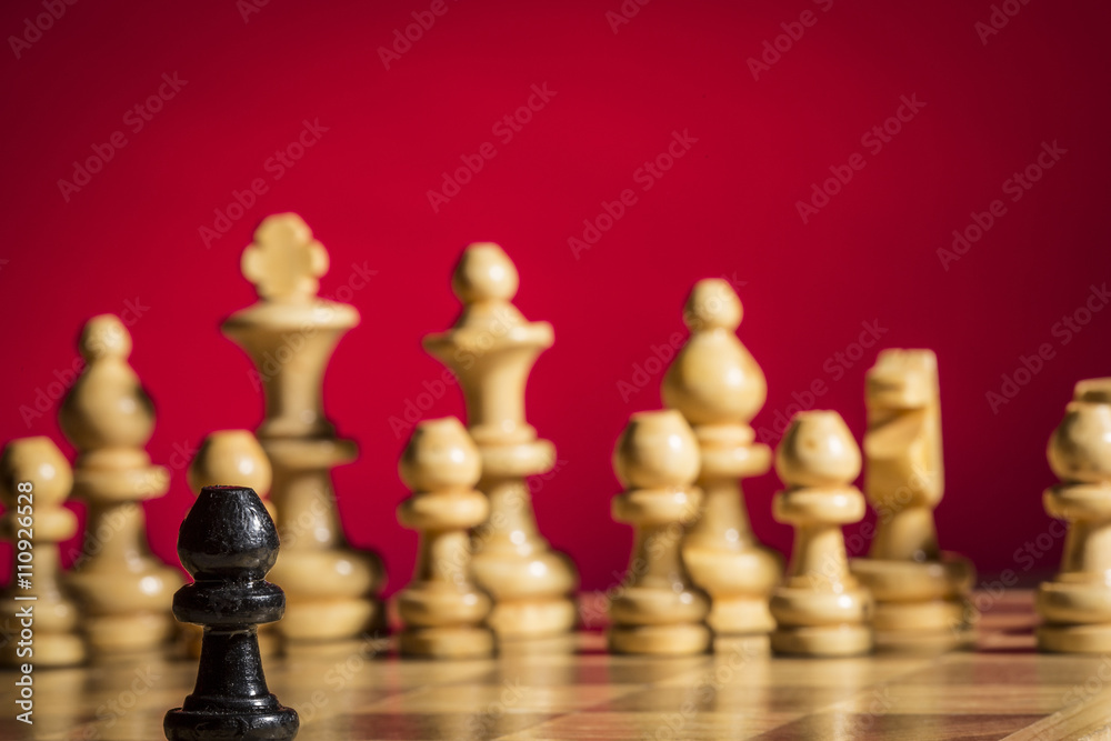 Chess pieces and game board closeup Chess pieces and game board closeup