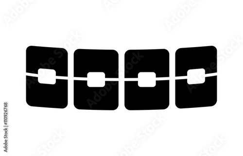 Dental braces on teeth flat icon for apps and websites