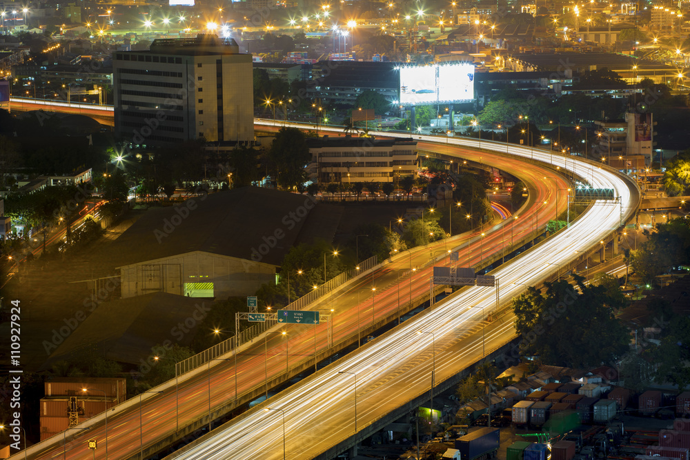 Highway or tollway in Bangkok at night. Highway or tollway in Bangkok at night.