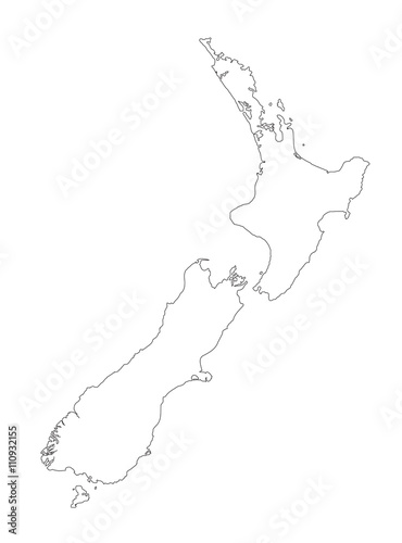New Zealand Black Outline Map