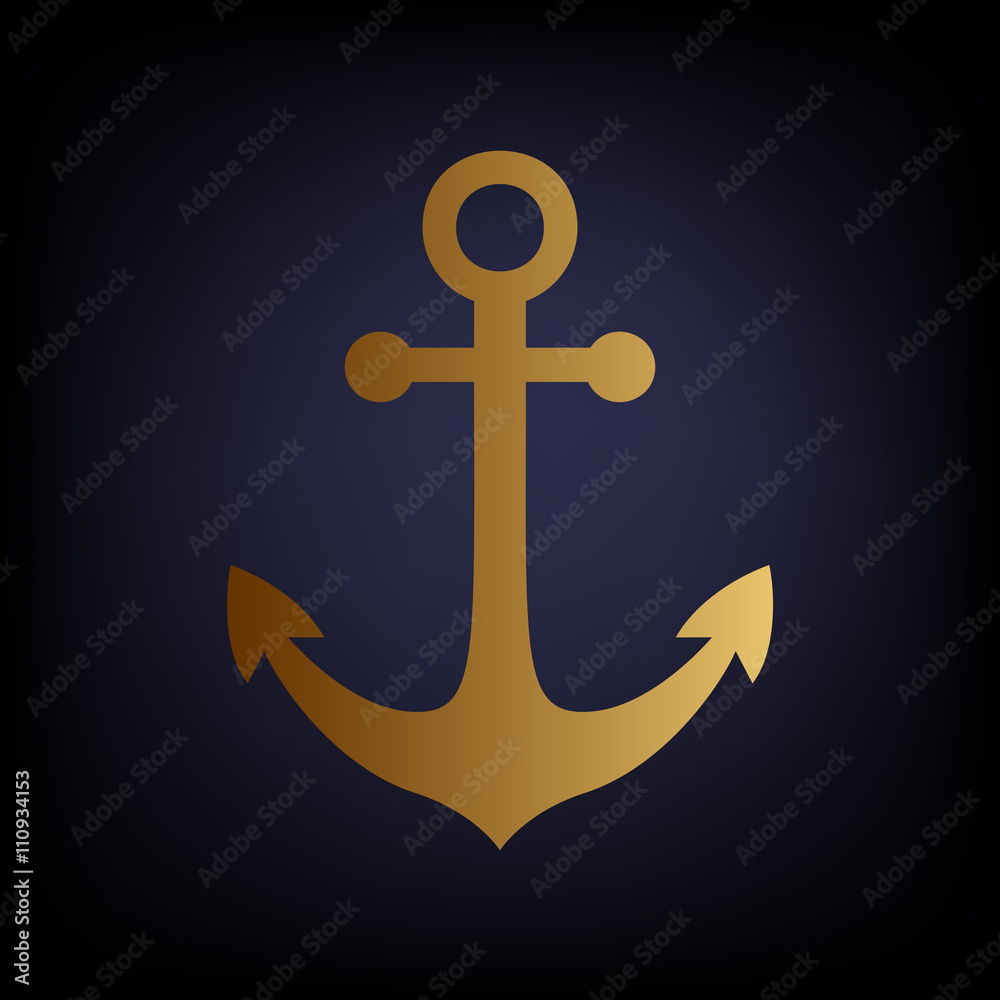 Anchor sign. Golden style icon Anchor sign. Golden style icon