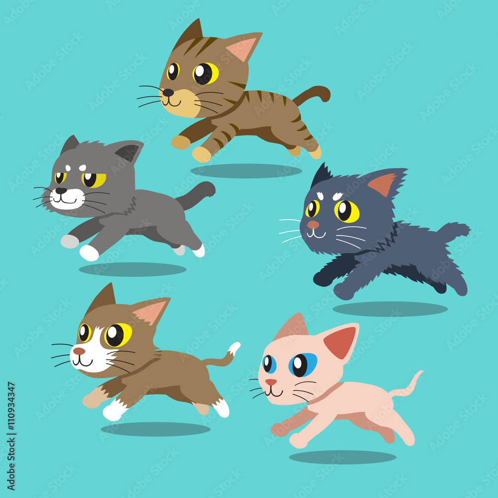 Set of cartoon cats running Set of cartoon cats running