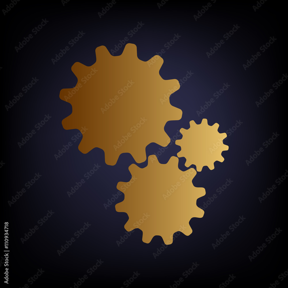 Settings sign. Golden style icon Settings sign. Golden style icon