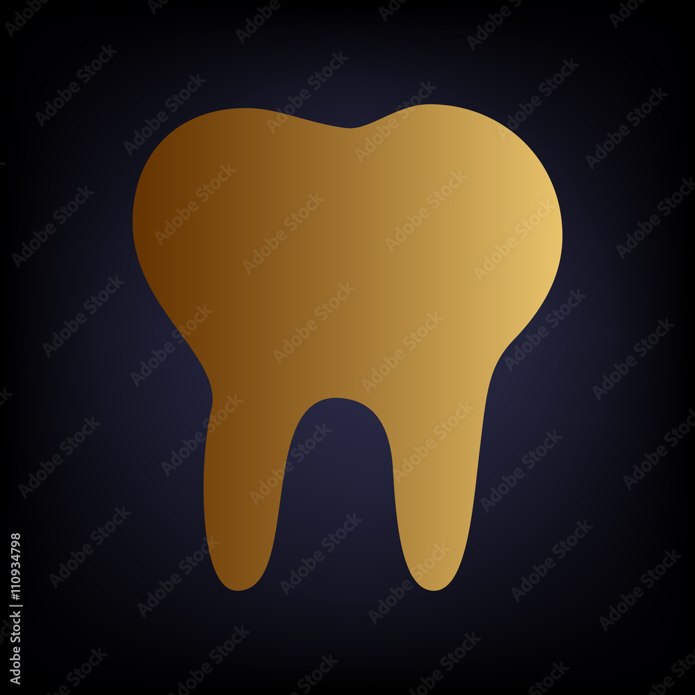 Tooth sign. Golden style icon Tooth sign. Golden style icon