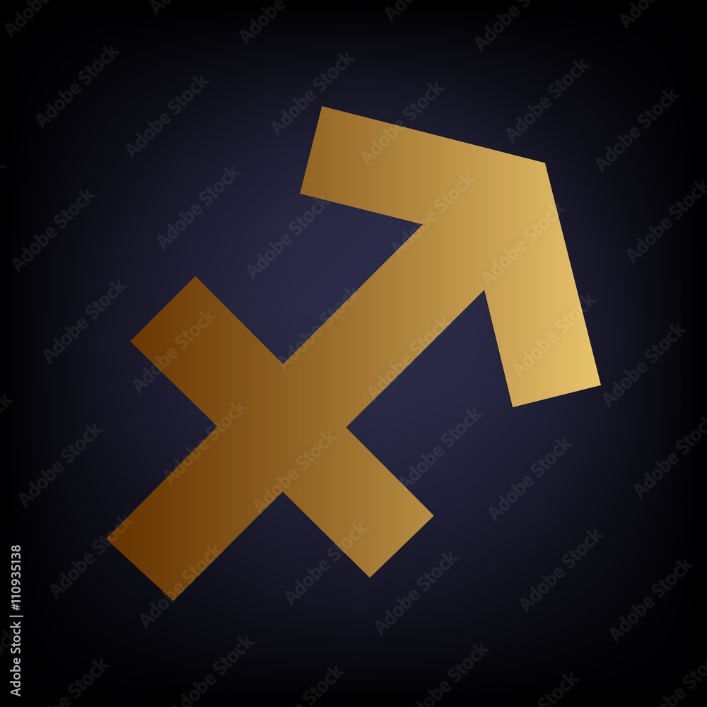 Obraz premium Sagittarius sign. Golden style icon