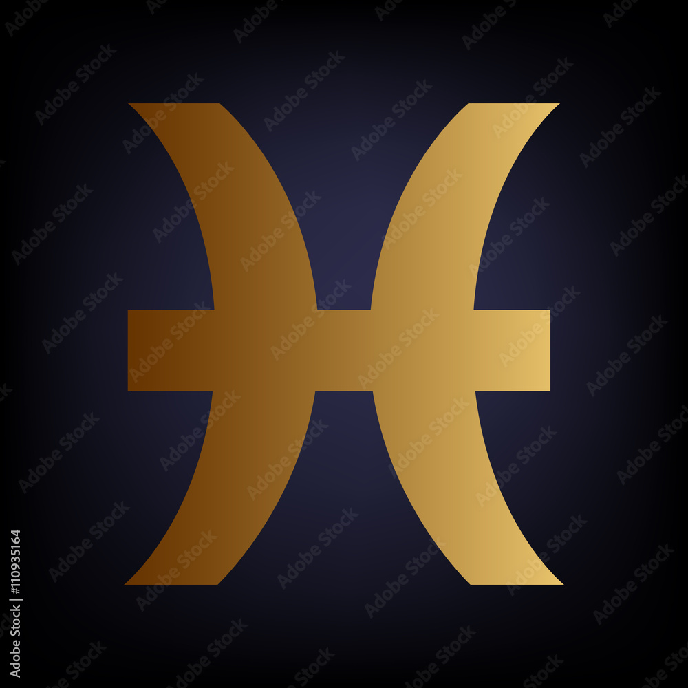 Obraz premium Pisces sign. Golden style icon