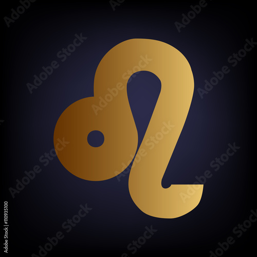Leo sign. Golden style icon