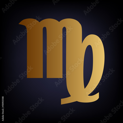 Virgo sign. Golden style icon