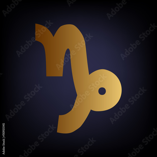 Capricorn sign. Golden style icon