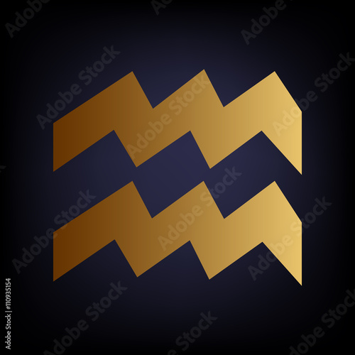 Aquarius sign. Golden style icon