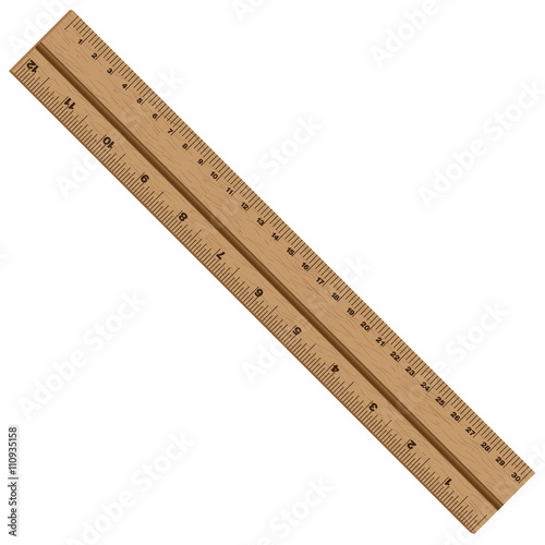 Ruler. Wooden ruler isolated on white background. Ruler Design for wood. Object tool.