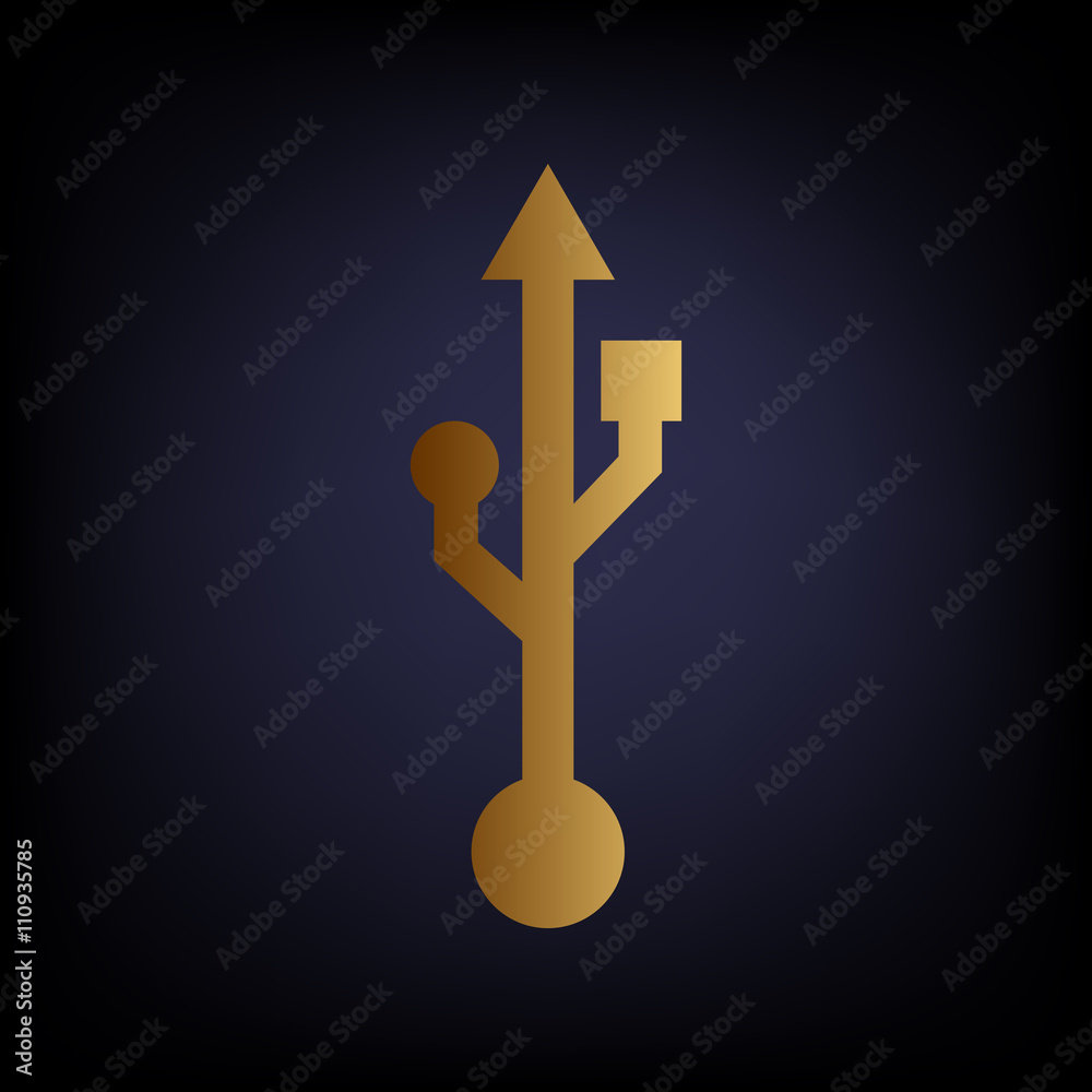 USB sign. Golden style icon USB sign. Golden style icon