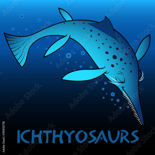Ichthyosaurs cute character dinosaurs