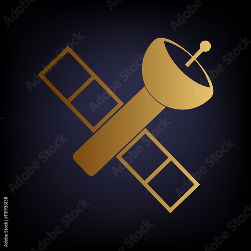 Satellite sign. Golden style icon