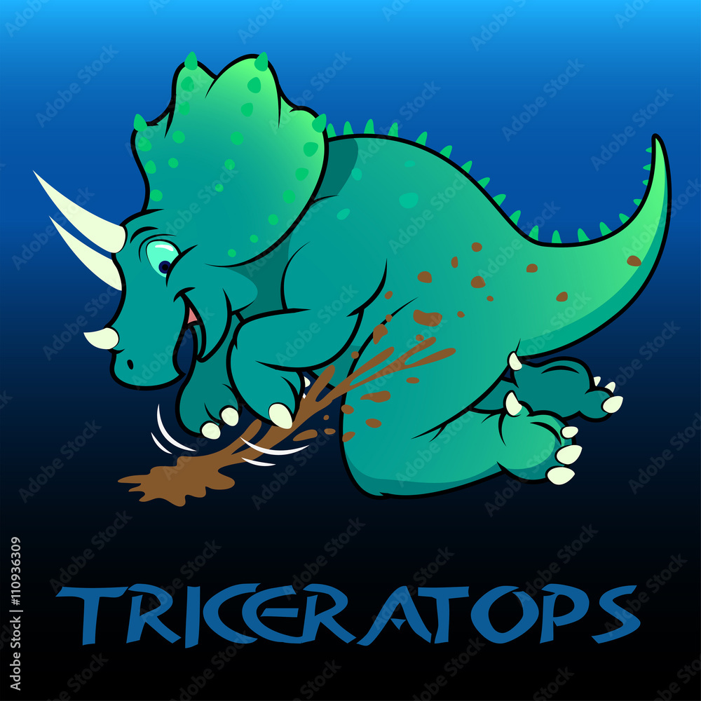 Naklejka premium Triceratops cute character dinosaurs