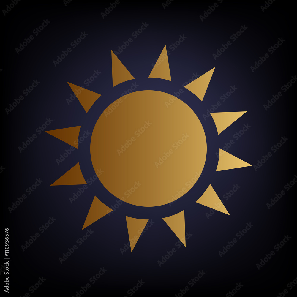Sun sign. Golden style icon