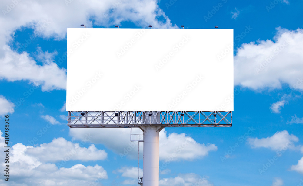 Blank billboard ready for new advertisement with blue sky backgr Blank billboard ready for new advertisement with blue sky backgr