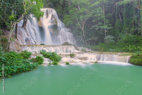 Waterfall in rain forest  Tat Kuang Si Waterfalls at Luang praba