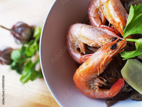 shrimp and glass noodle in pepper souce photo