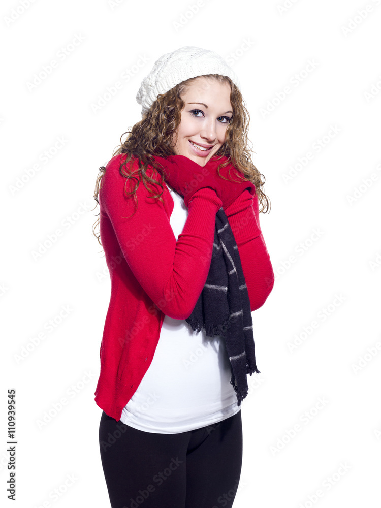 portrait of a beautiful woman in warm clothes. portrait of a beautiful woman in warm clothes.