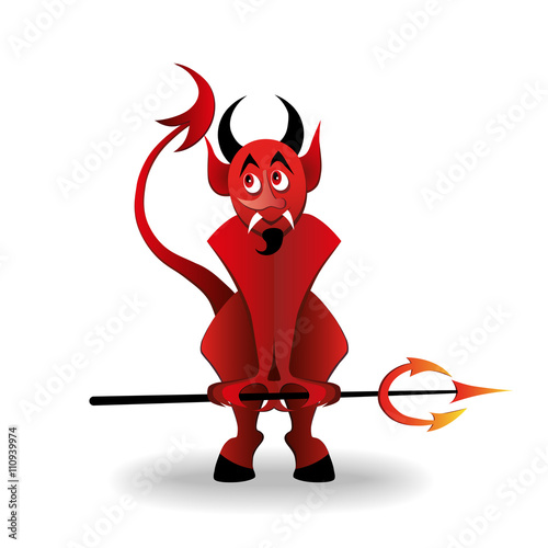 Red devil with trident