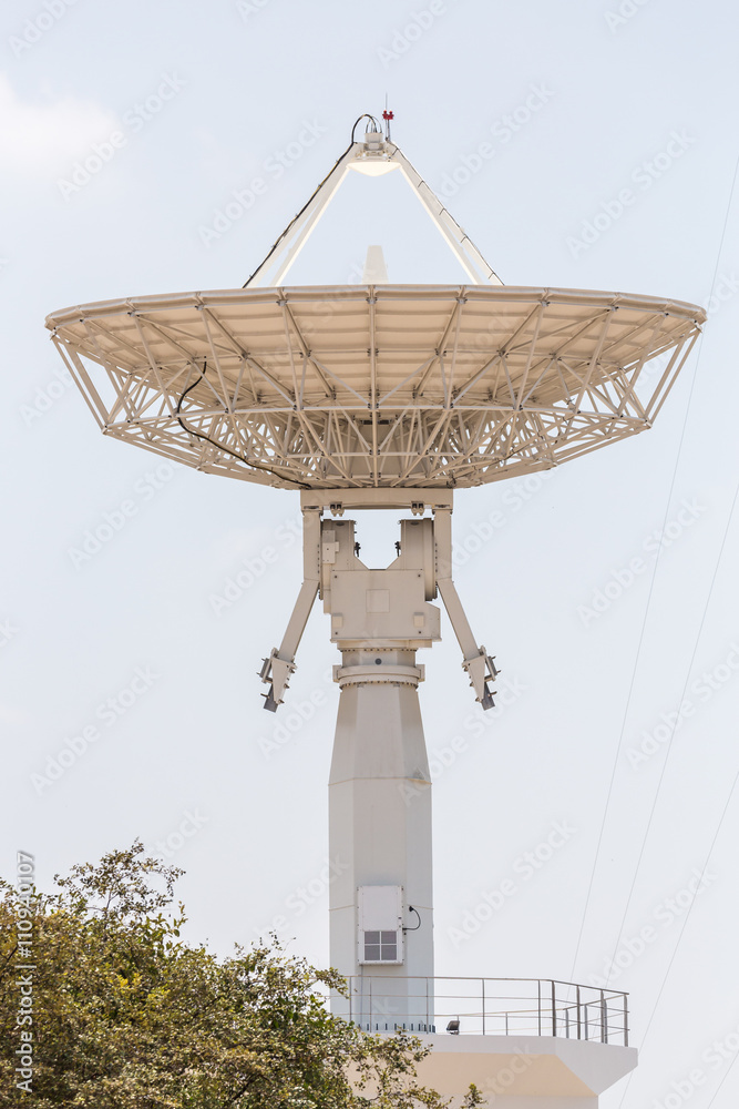 Satellite dish tower.