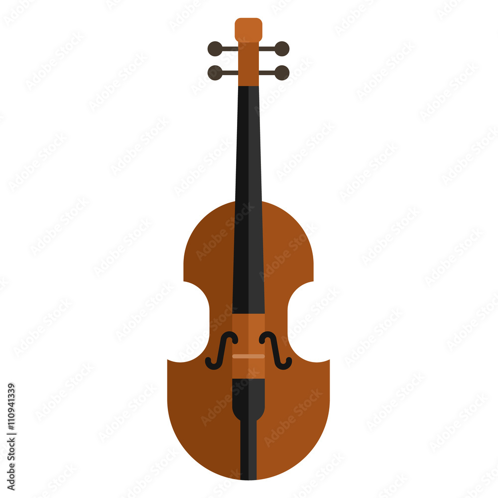 Fototapeta premium Classical violin. Isolated musical instrument on white background. Vector illustration in flat style design