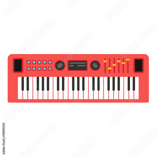 Music synthesizer. Sound musical piano. Keyboard. Flat style vctor illustration