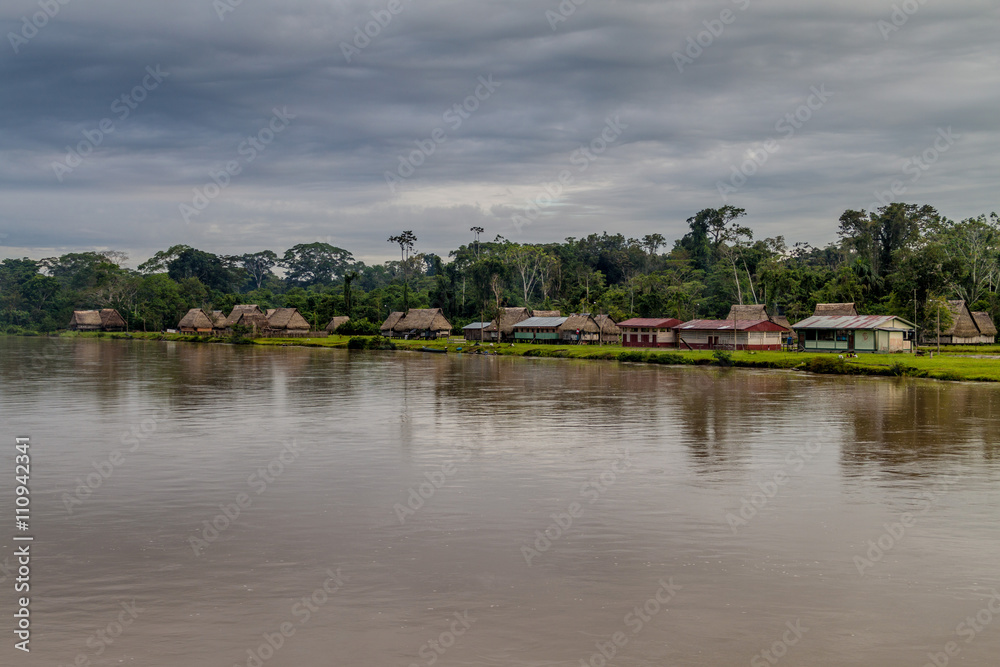 Village next to the river Napo, Peru