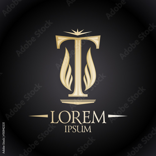 Vector golden T letter logo