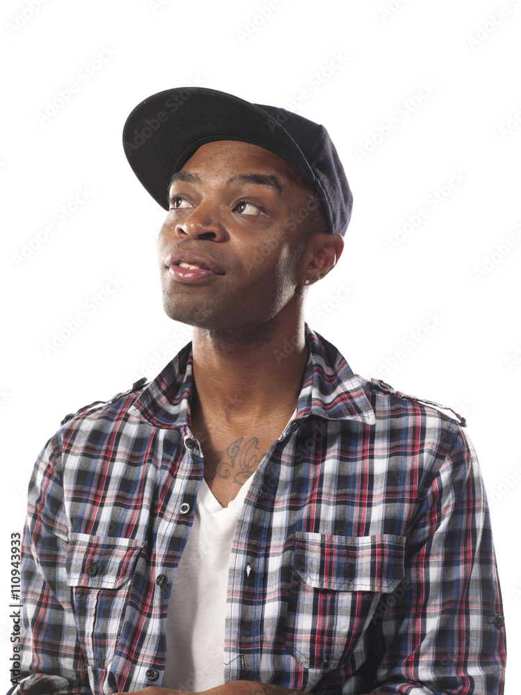 view of a man looking away. view of a man looking away.