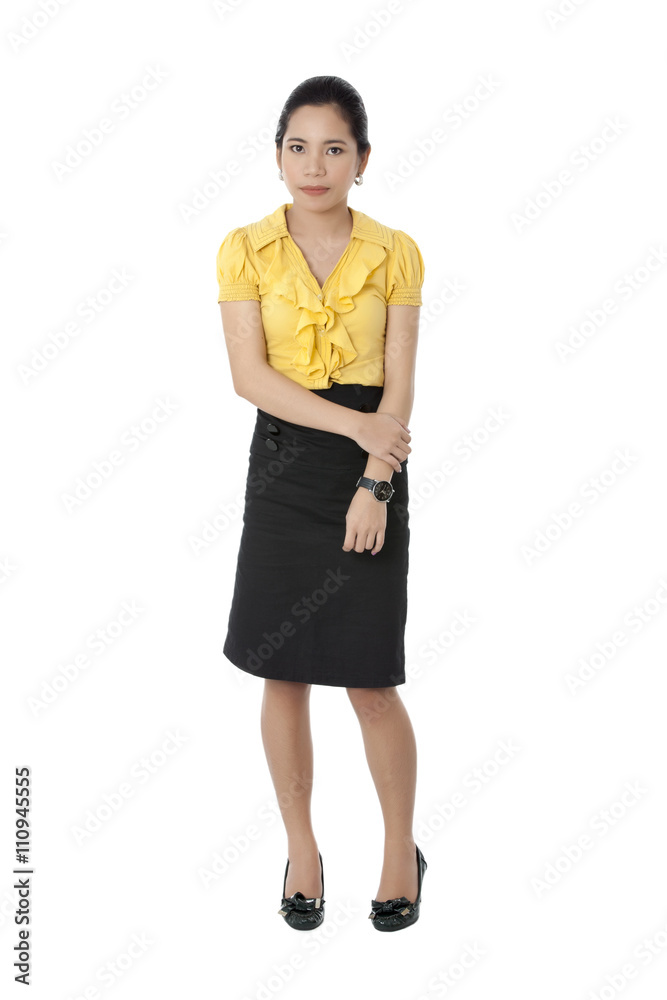 business woman standing on white background business woman standing on white background