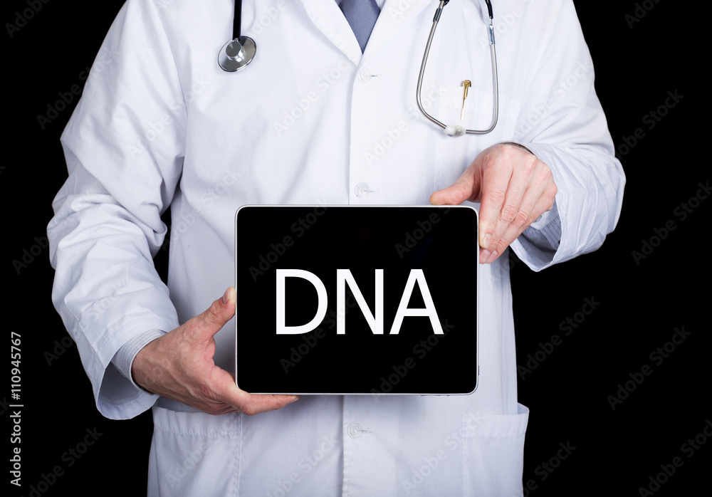 technology, internet and networking in medicine concept - Doctor holding a tablet pc with dna sign. Internet technologies in medicine technology, internet and networking in medicine concept - Doctor holding a tablet pc with dna sign. Internet technologies in medicine