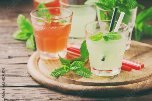 Mix of cocktails with rum and mint