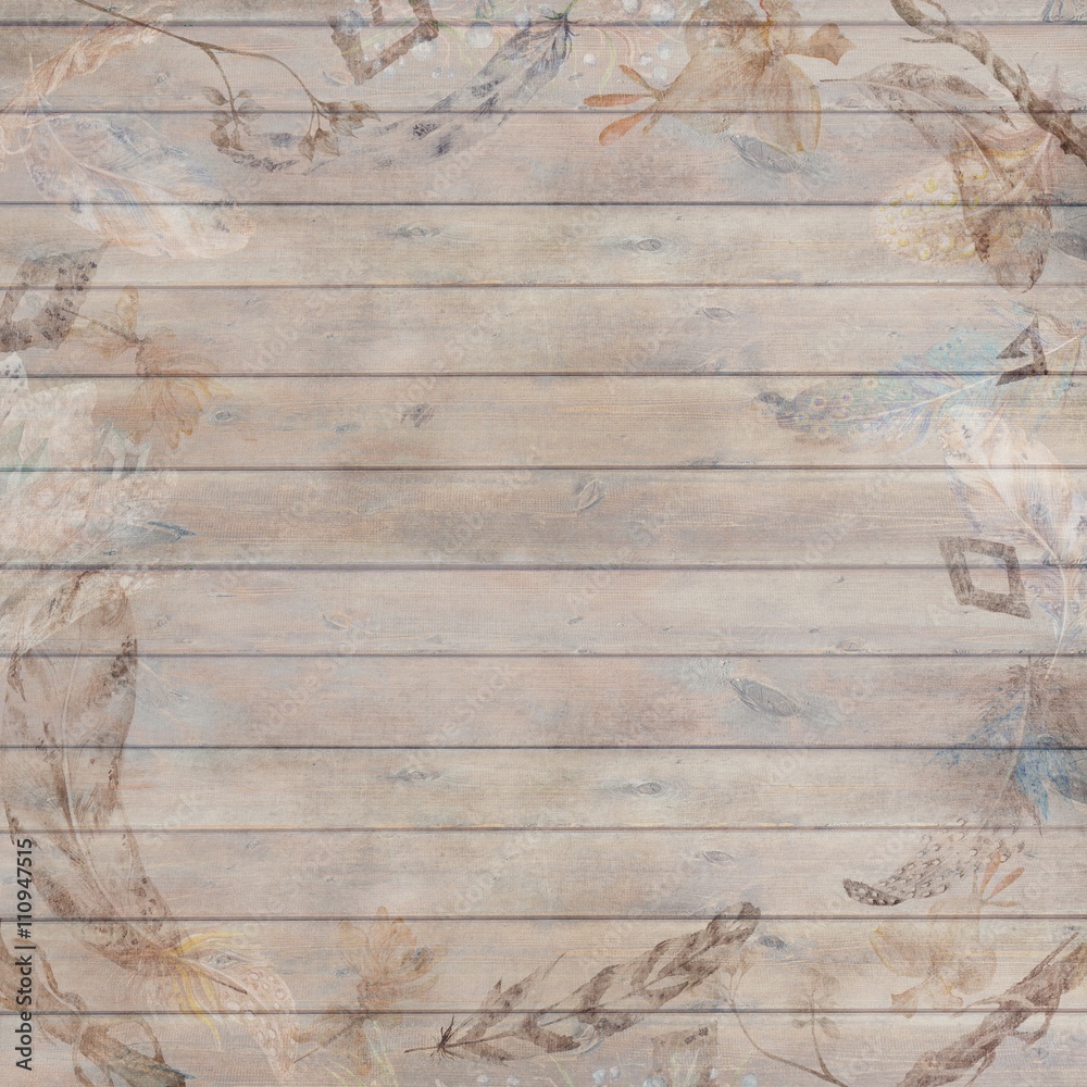 Ilustracja Stock: Boho Chic Fall Wood Background | Adobe Stock