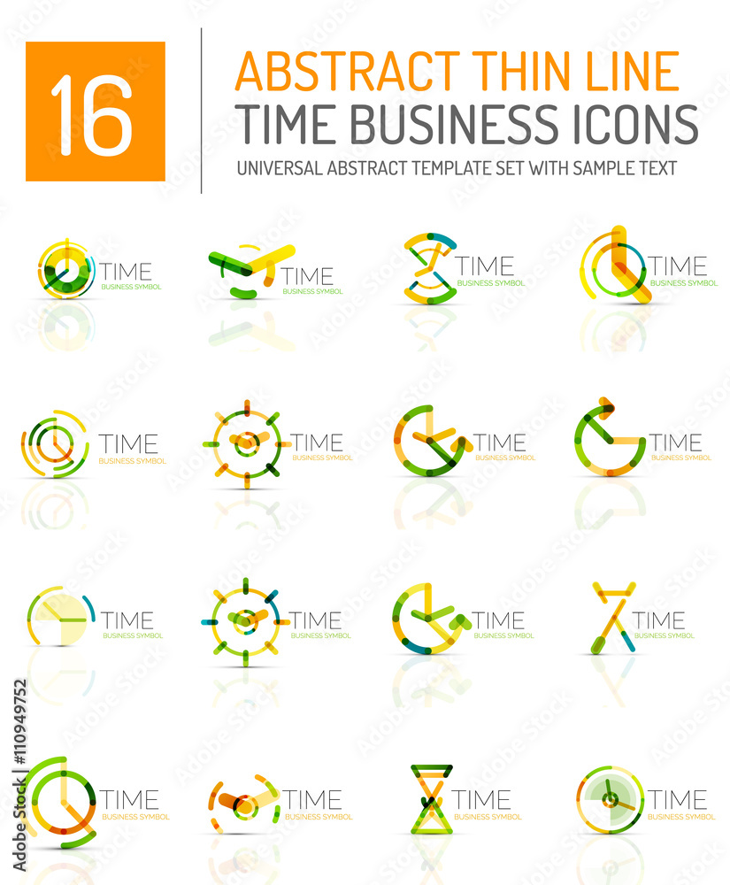 Geometric clock and time icon set Geometric clock and time icon set