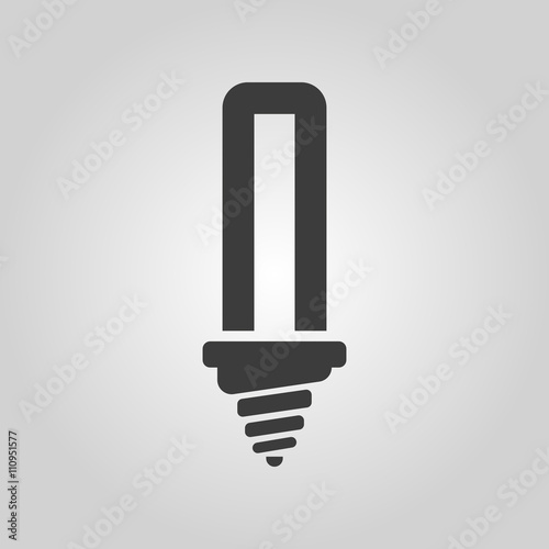 The fluorescent light bulb icon. Lamp and bulb, lightbulb symbol.UI. Web. Logo. Sign. Flat design. App.