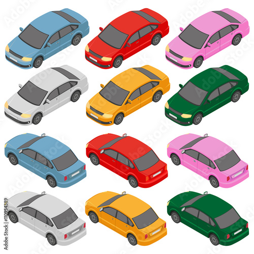  Isometric car, isometric auto. 
