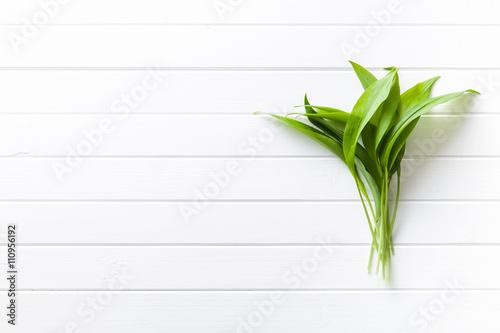 Fresh ramsons leaves.