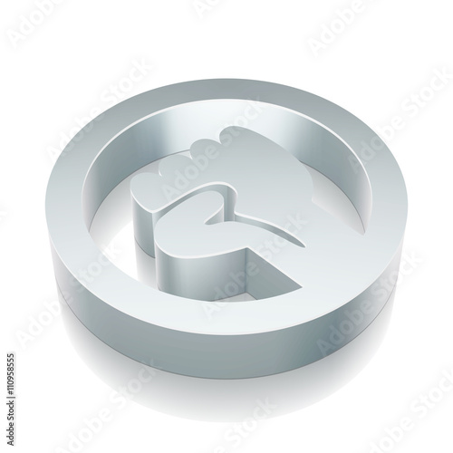 3d metallic Uprising icon with reflection, vector illustration.