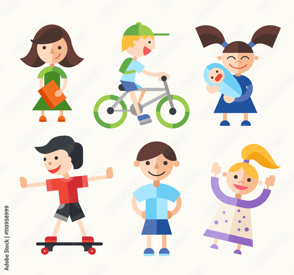 Children - flat design characters set Children - flat design characters set