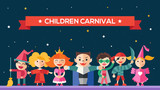 Children carnival - flat design characters website banner