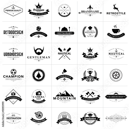 Set of vintage badges and labels