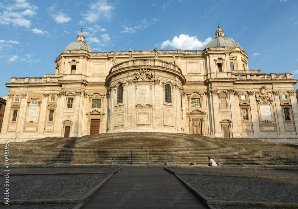 Basilica di Santa Maria Maggiore, Cappella Paolina, view from  Piazza Esquilino in Rome. Italy.