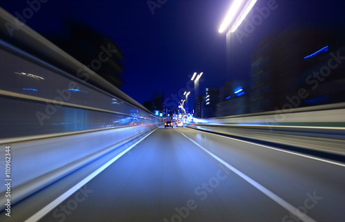 Photography Car driving on Metropolitan Expressway in Tokyo