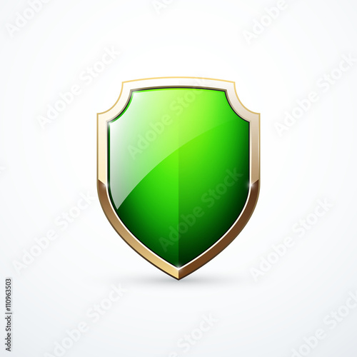 Vector gold and green shield